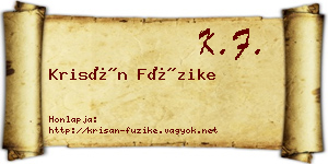 Krisán Füzike névjegykártya